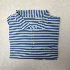 B Draddy Polo Shirt Mens XL Blue Stripe Pima Cotton Butler National Golf Stretch